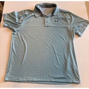 Under Armour Playoff Polo Mens XXL Light Blue Heathered Short Sleeve HeatGear